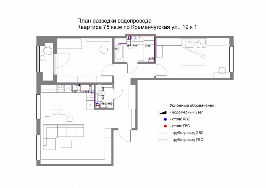Планировка разводки труб водоснабжения