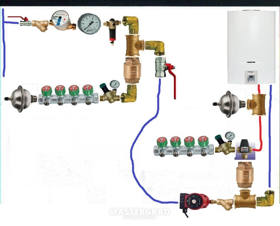 Схема разводки труб водоснабжения с газовой колонкой