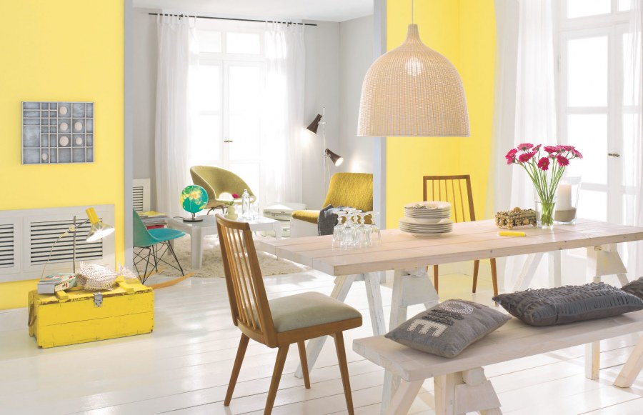 Сочетание желтого в интерьере