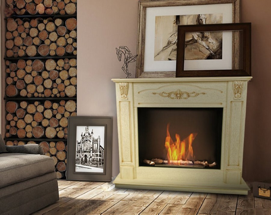 Биокамин Верона бежевый патина