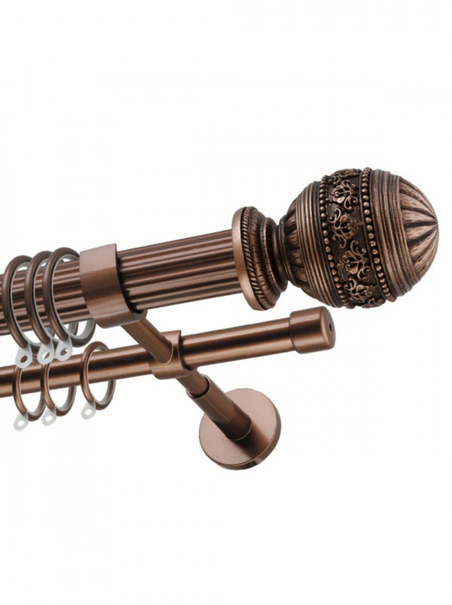 Карниз металлический однорядный DDA диаметр 28мм, золото антик, 300 см