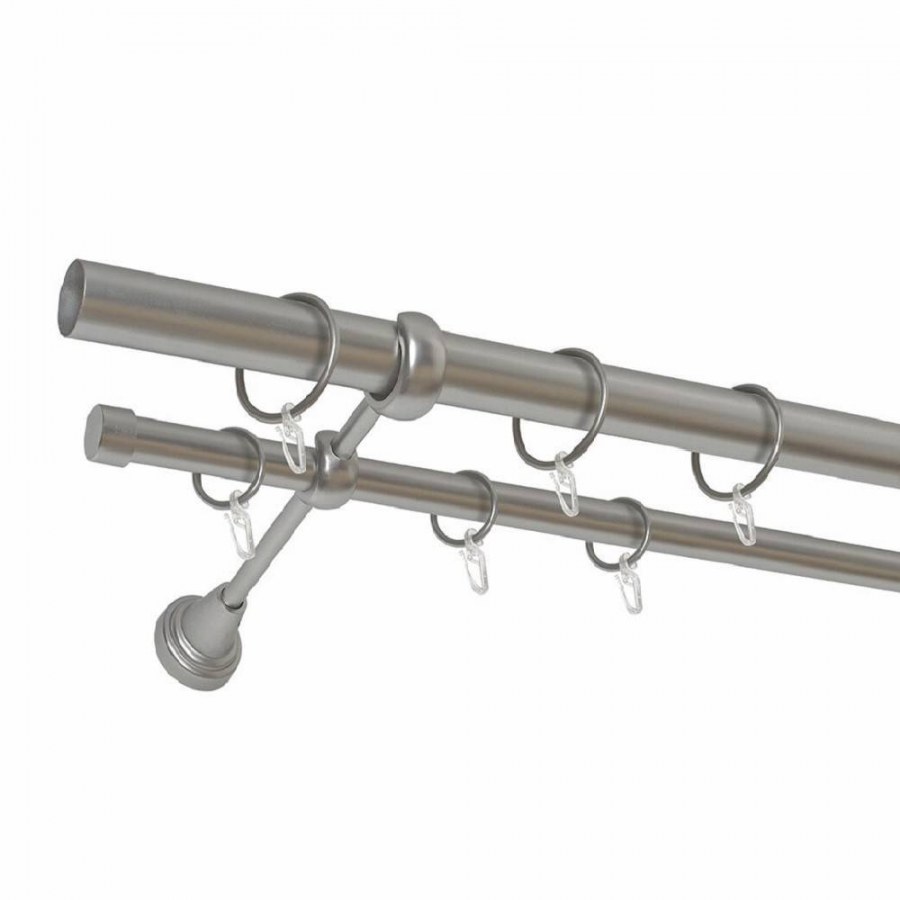 Карниз двухрядный см-2907 160 1ш хром матовый металл 16 мм 1.6 м