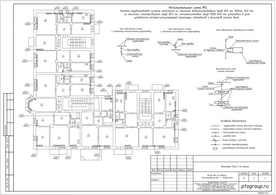 Исполнительная схема отопления здания