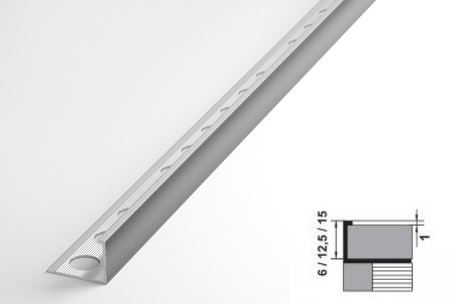 Профиль ПВХ для плитки 6-7мм внутренний 2,5м белый 027001