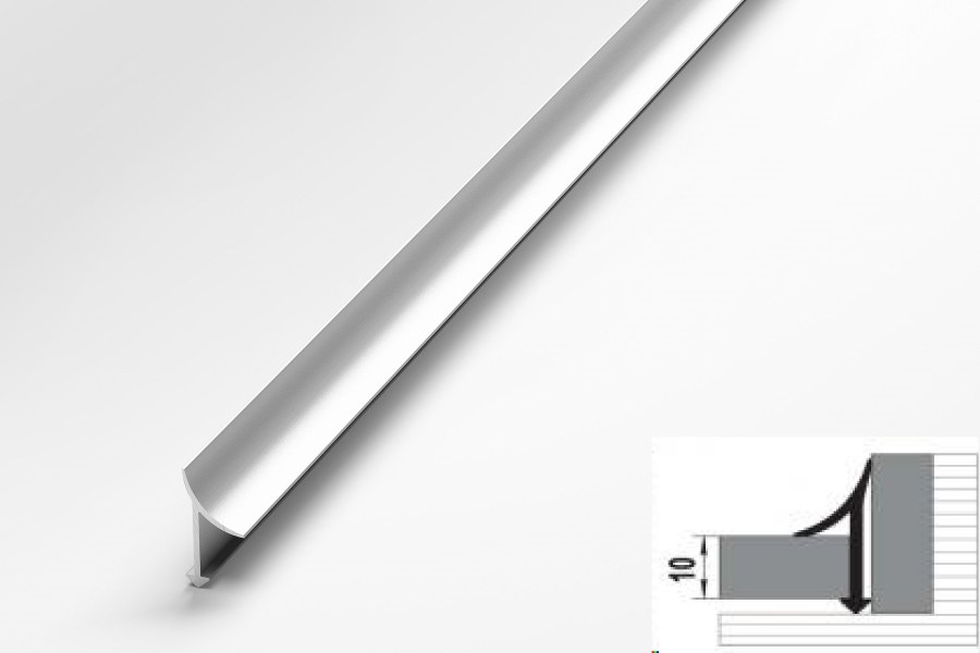 Профиль для кафеля алюминиевый наружный, 9х2700 мм, белый к9н