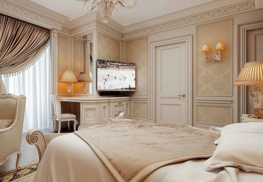 Шторы в спальню в классическом стиле