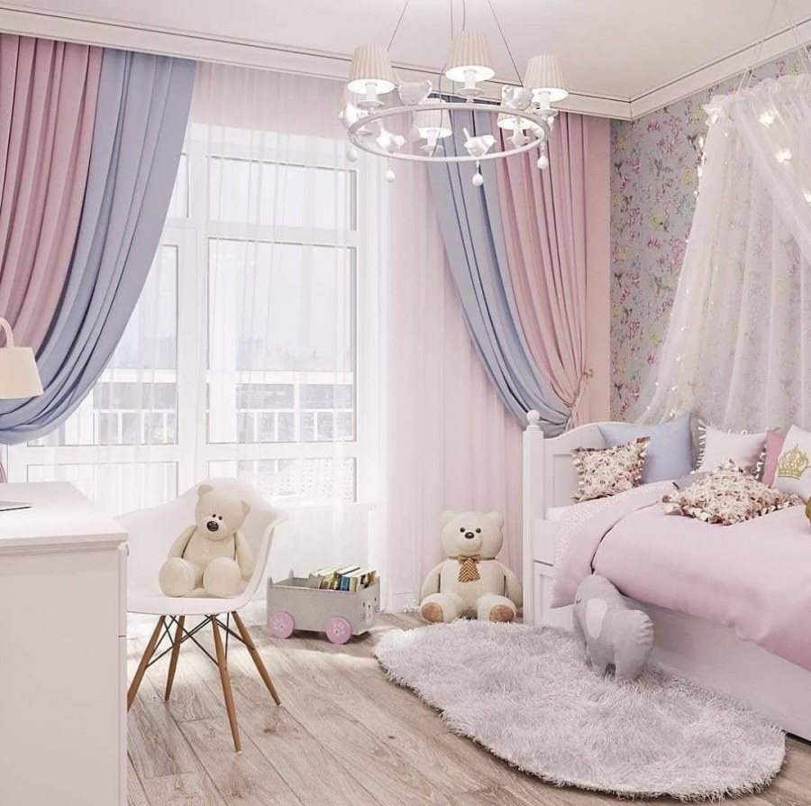 Комната для девочки в пастельных тонах