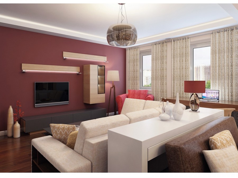 Гостиная с 2 окнами