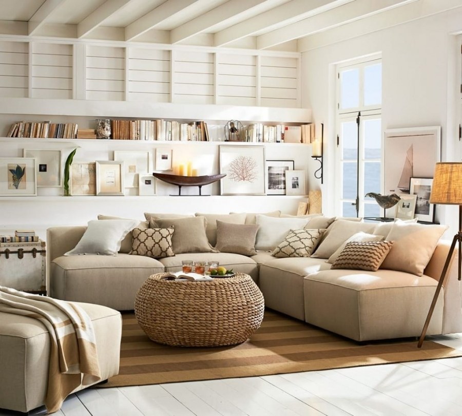 Бежевый диван в интерьере