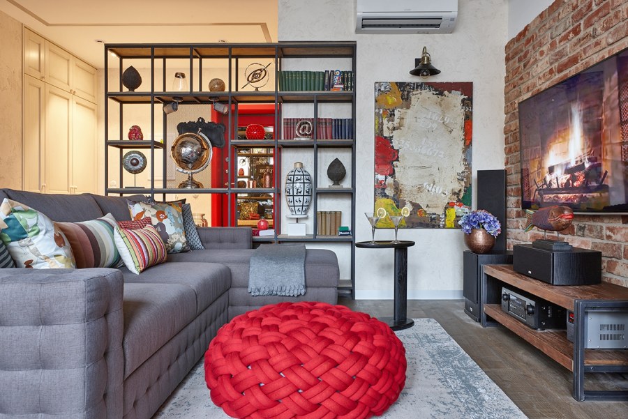 Уютная гостиная лофт