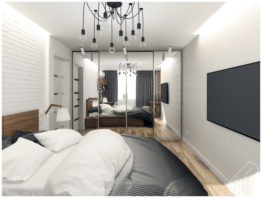 Дизайн проект двухкомнатной квартиры 54 кв.м в панельном в стиле лофт