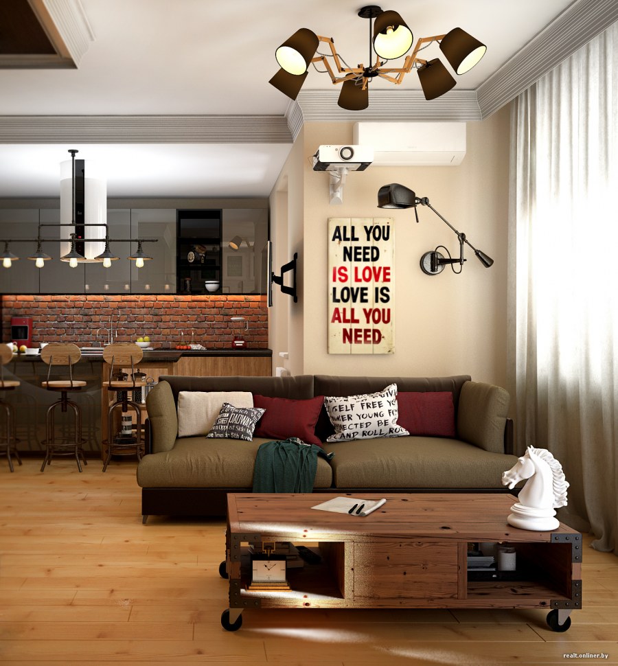 Квартиры в стиле лофт для молодой семьи