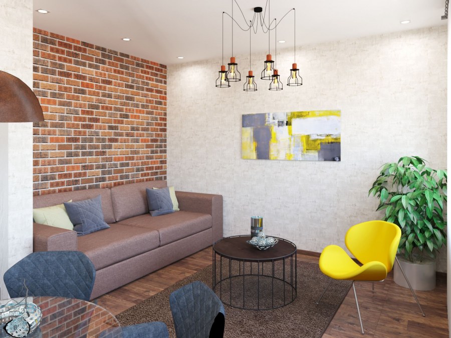 Кухня с гостиной лофт в хрущевке