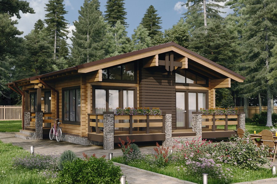 Дом Шале из клееного бруса 100кв