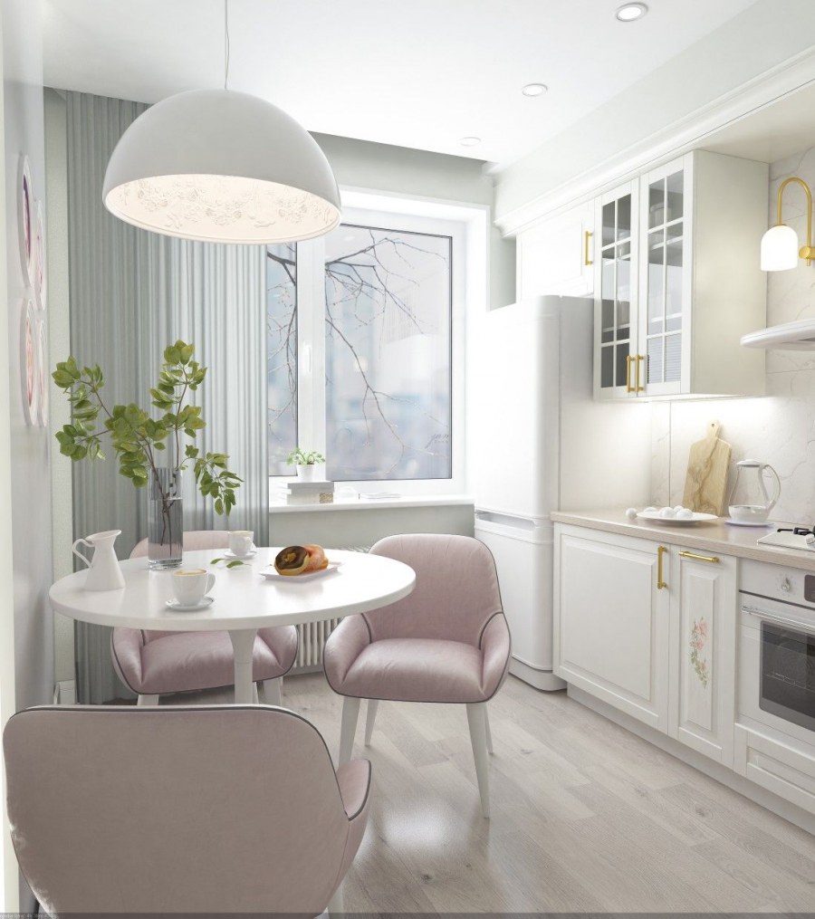 Классическая кухня в пастельных тонах