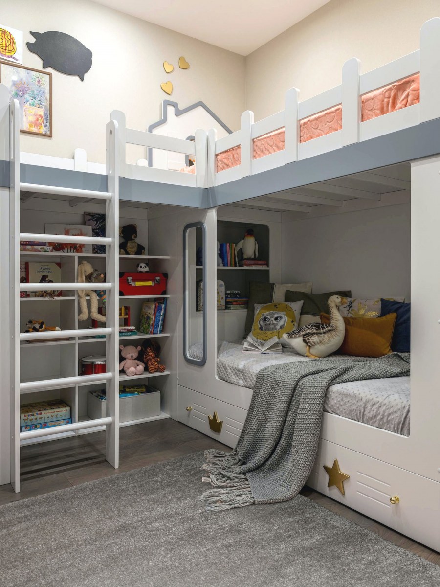 Планировка детской с двухъярусной кроватью