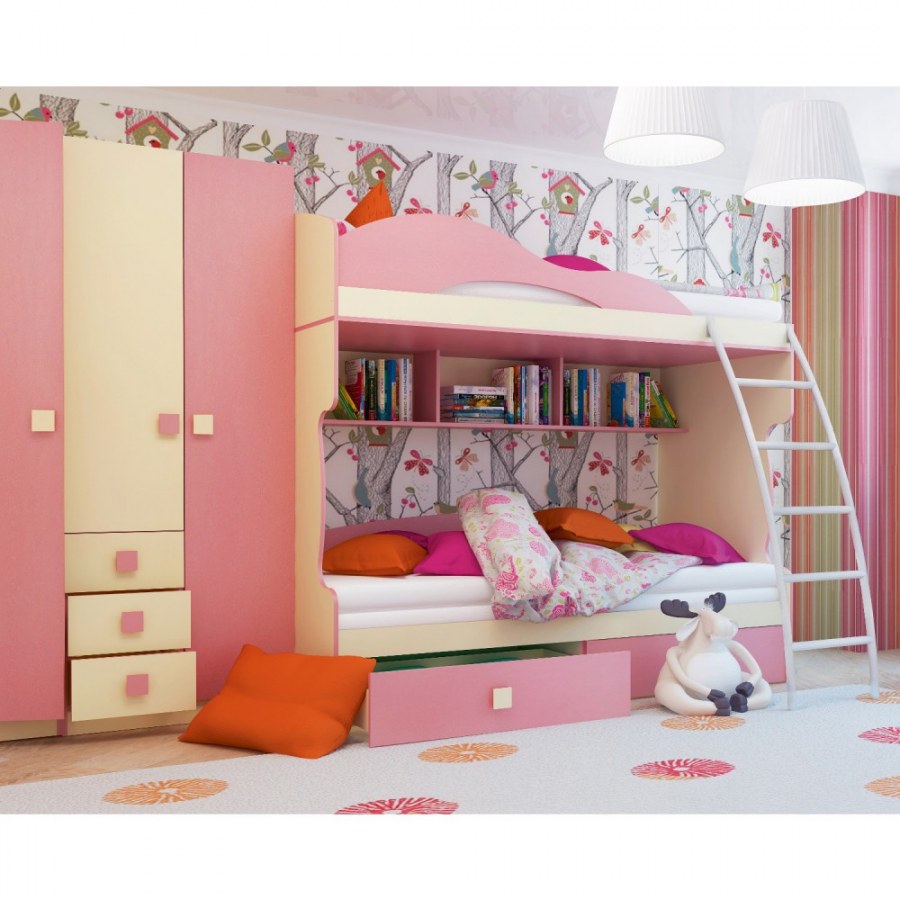 Кровать 2 этаж тахта Радуга Горизонт