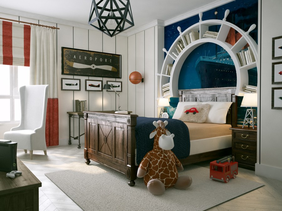 Интерьер комнаты в морском стиле