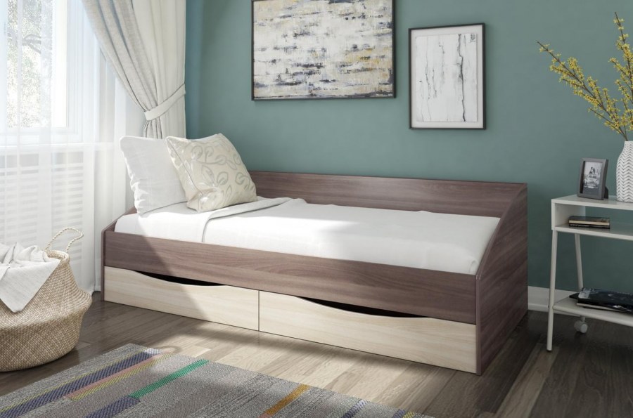 Кровать с 2-мя ящиками "классика" венге/белфорд