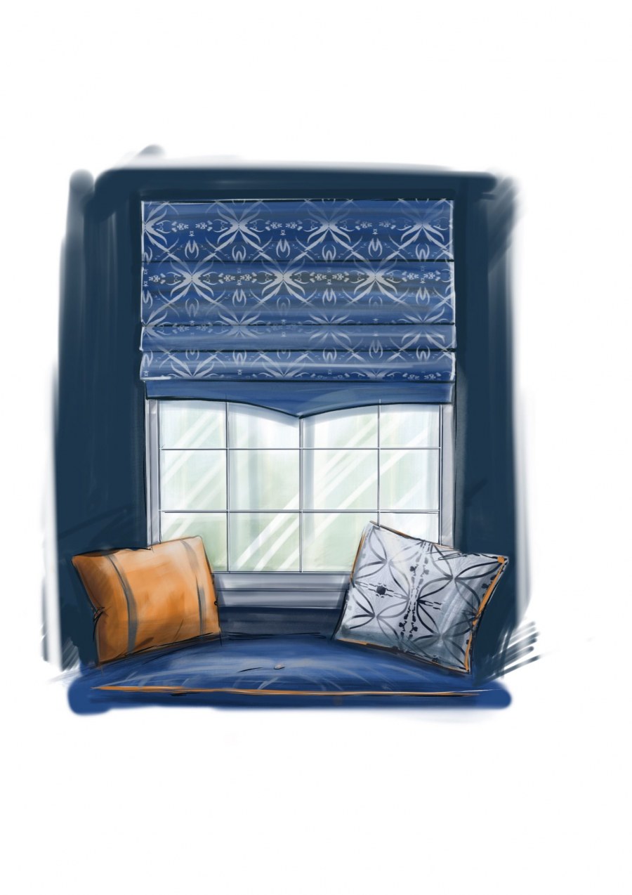 Эскиз римской шторы с фигурным низом