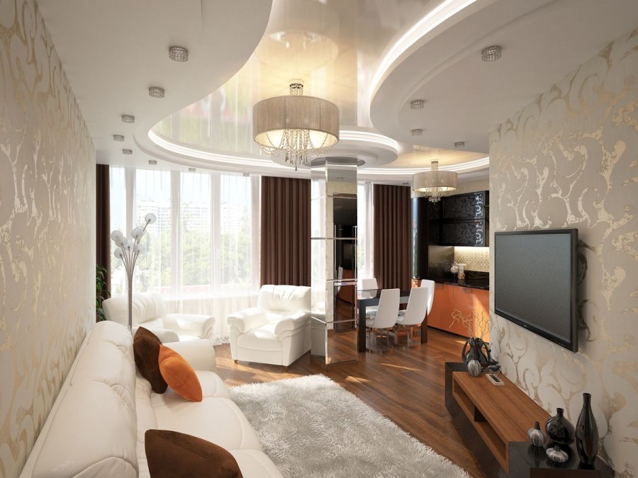 Стеклянная перегородка в квартире студии