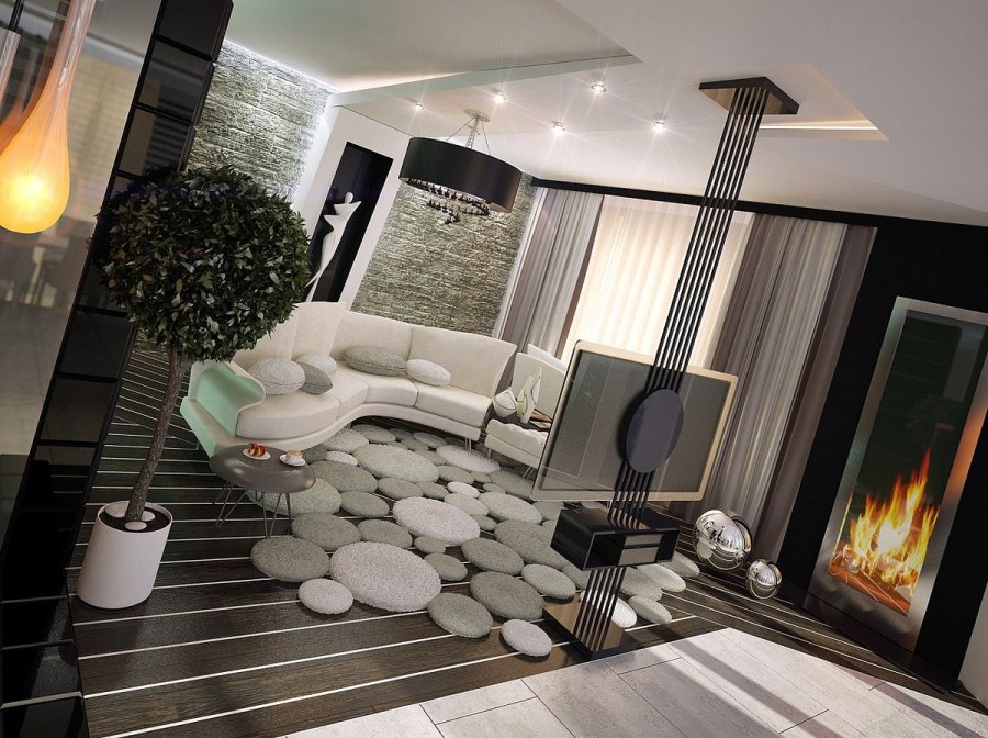 Визуализация гостиной в современном стиле