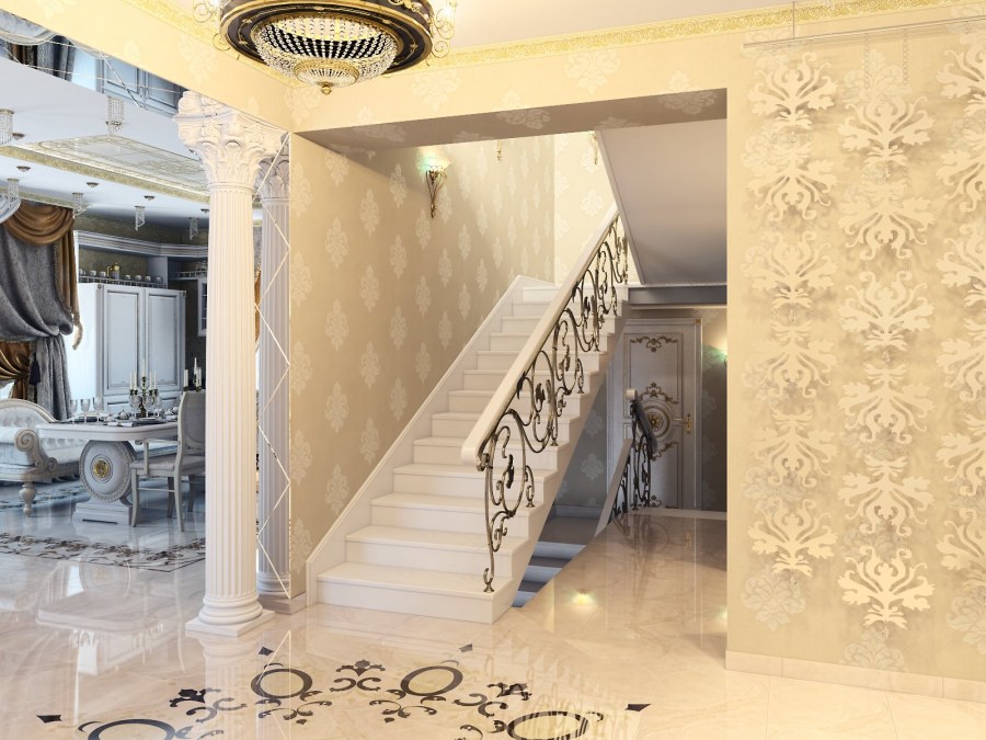 Обои в Холл с лестницей