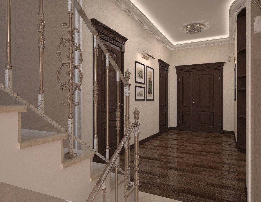 Интерьер холла с лестницей