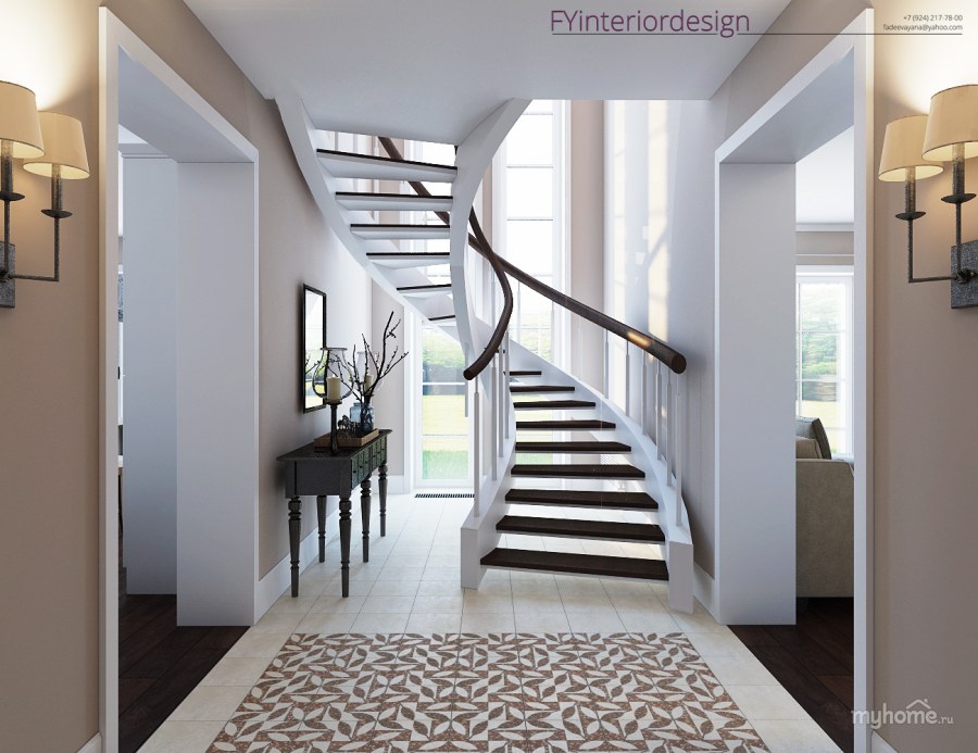 Лестница в конце коридора в частном доме