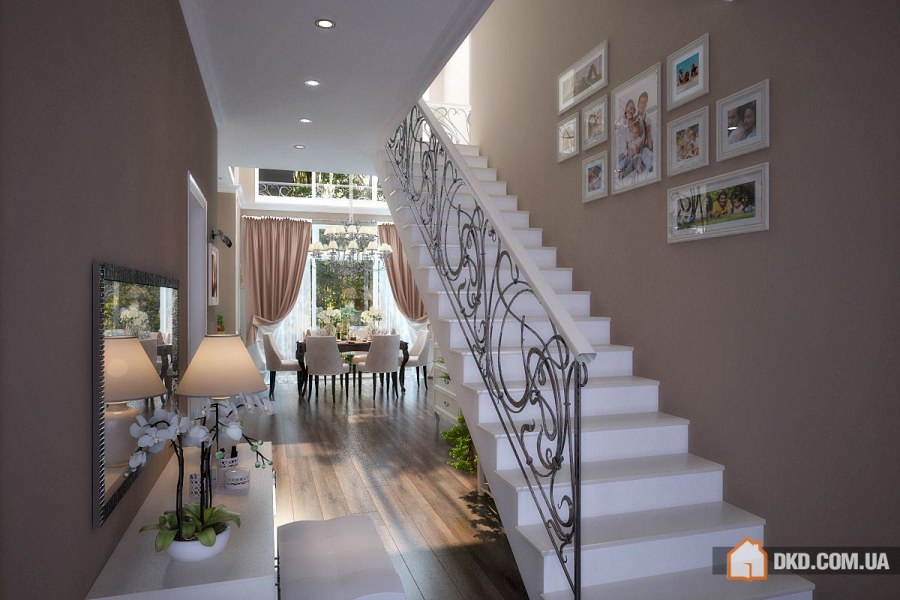 Цвет стен в холле с лестницей