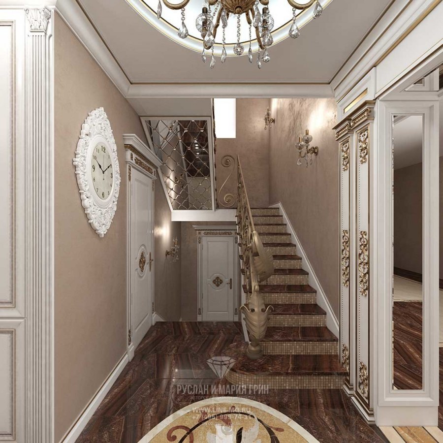 Интерьер холла в классическом стиле