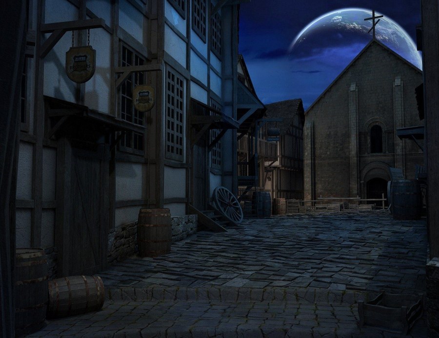 Средневековый город ночью