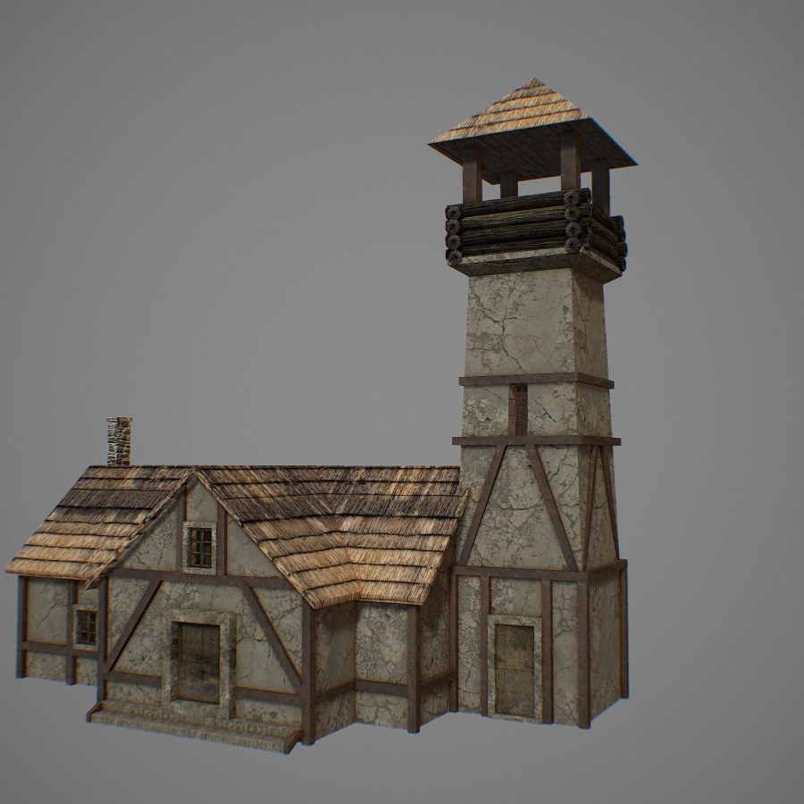 Low Poly средневековый дом