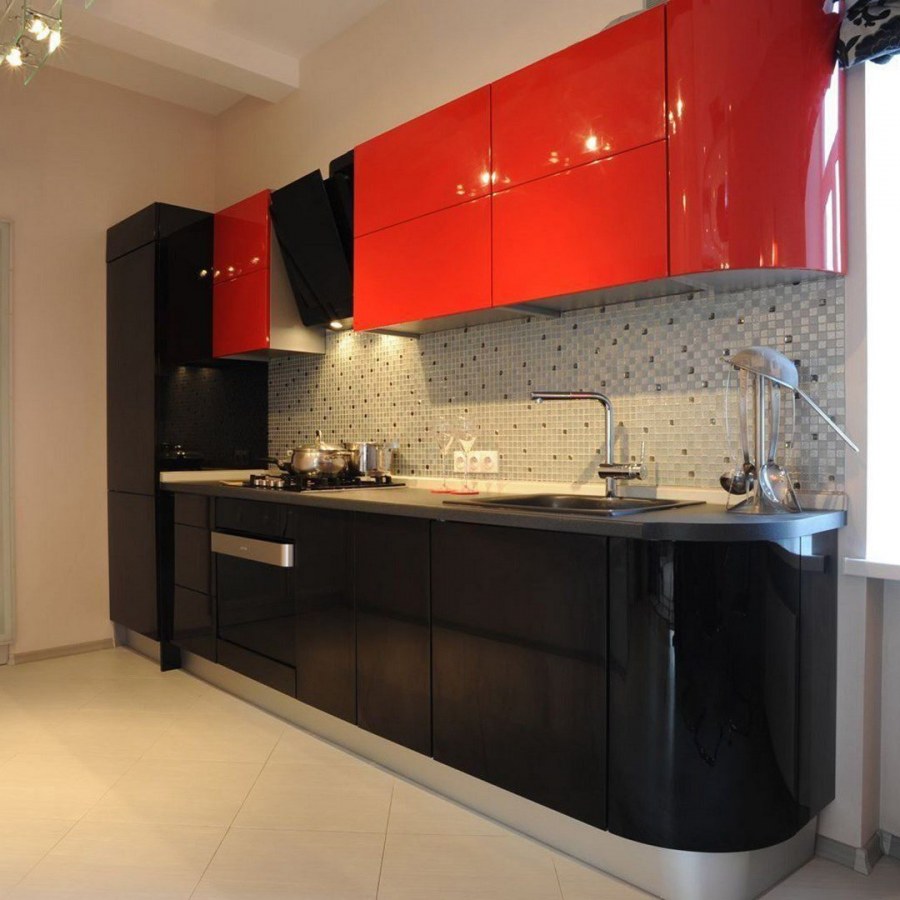 Черная стена в интерьере кухни