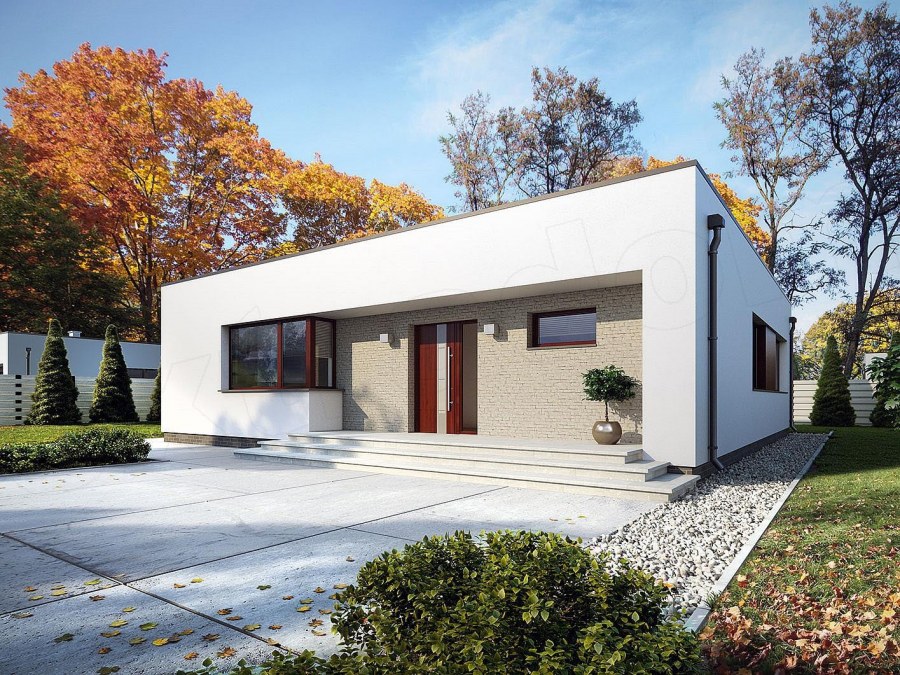 Одноэтажный с плоской крышей