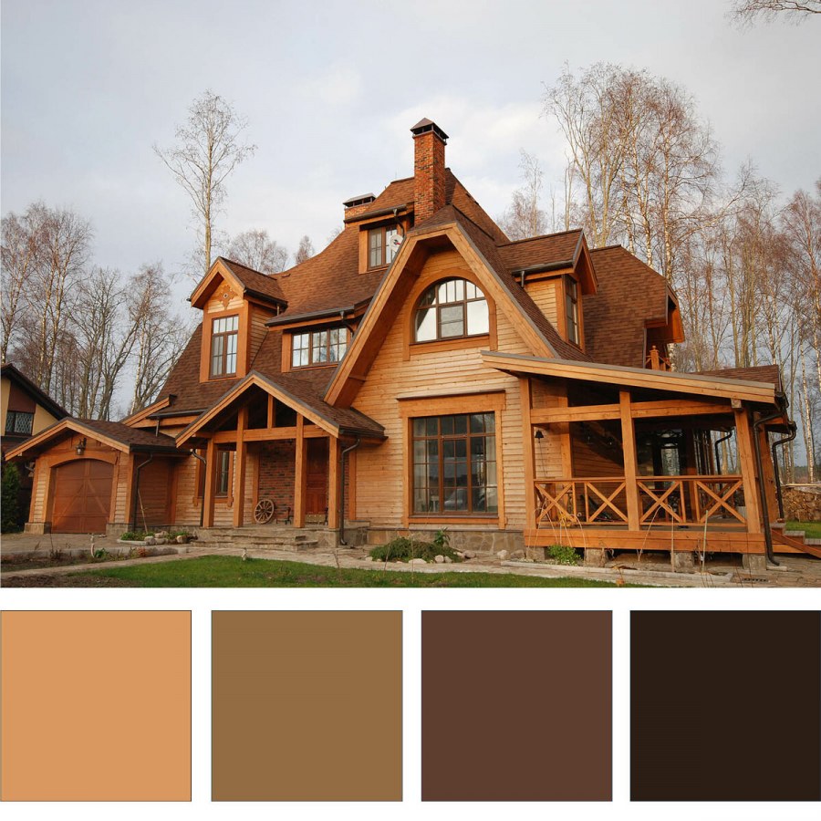 Сочетание цвета окон с цветом кровли