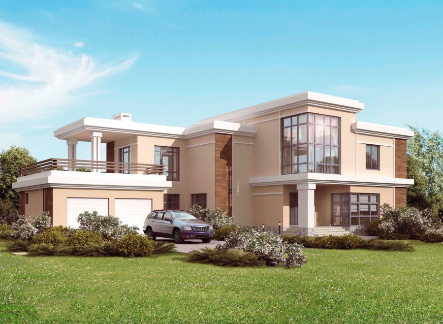 Проект коттеджа с большими окнами