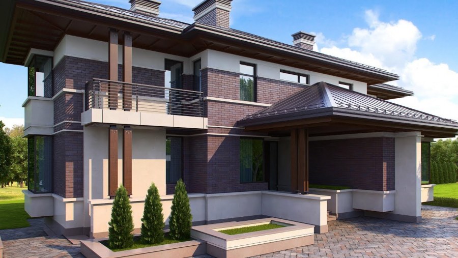 Современный дом с цоколем