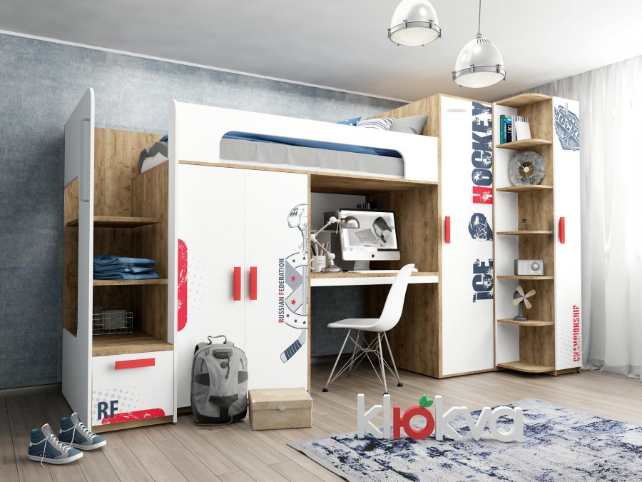 Кровать чердак клюква Джуниор