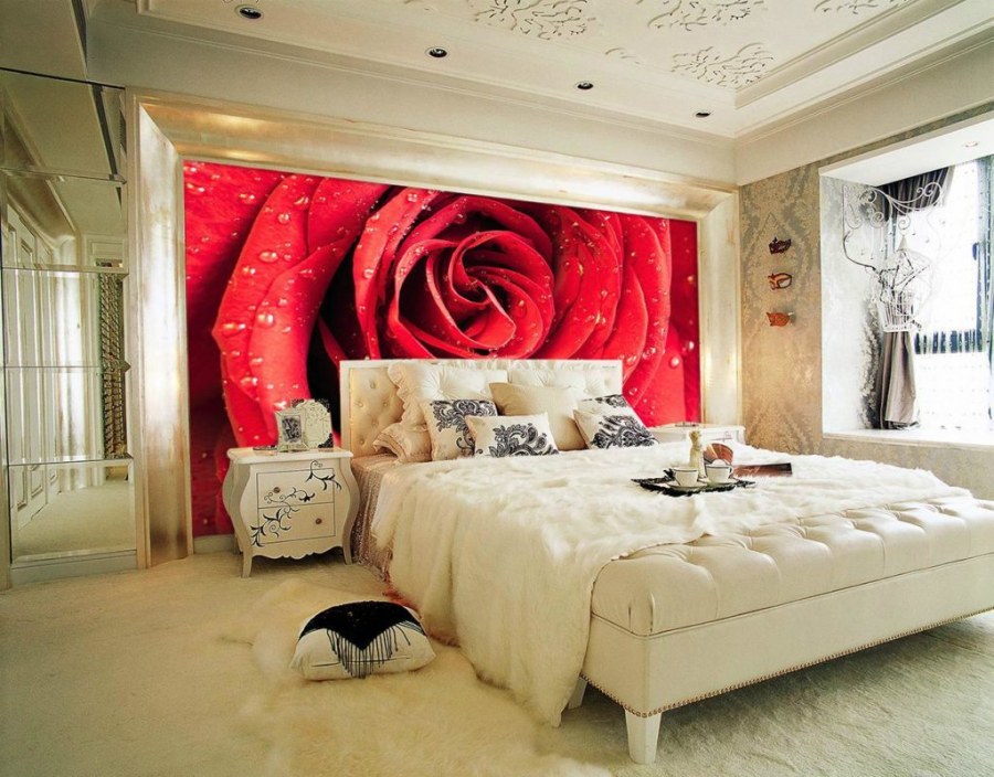 Фотообои в спальню над кроватью