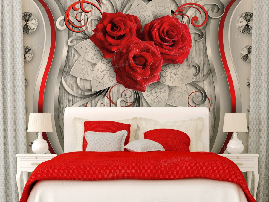 Спальня в красно белых тонах