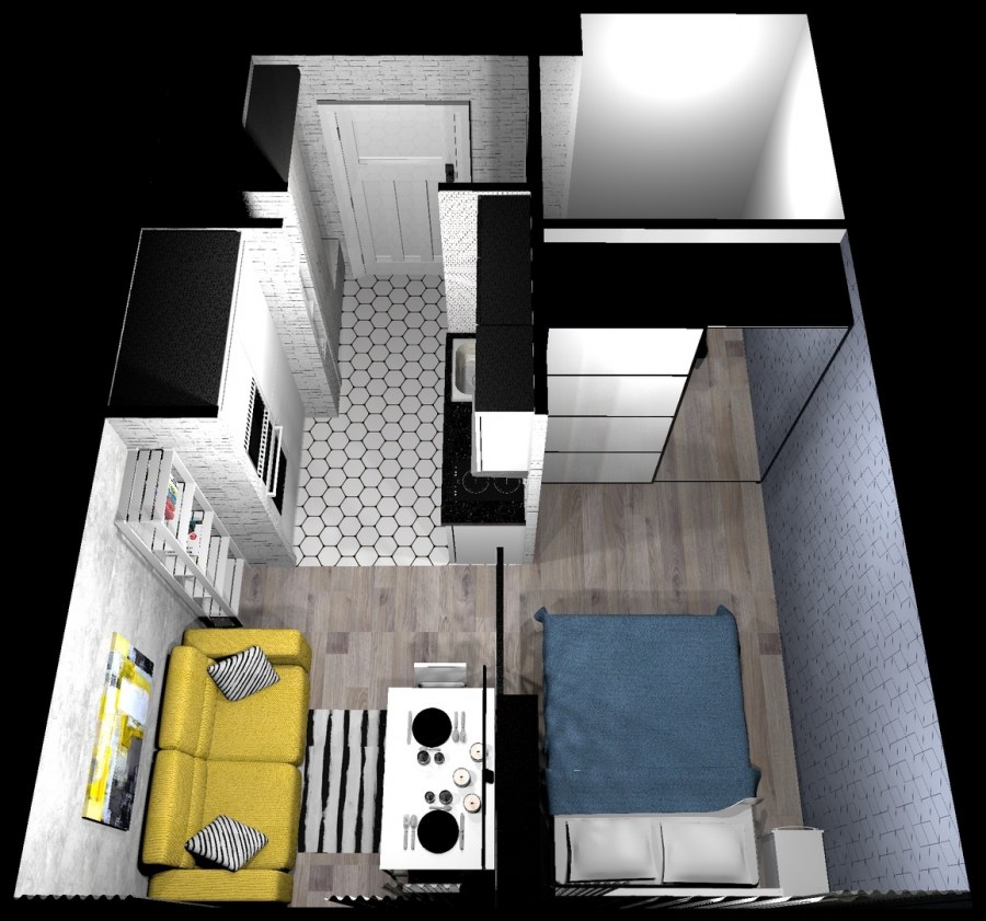 Планировка студии 23 кв
