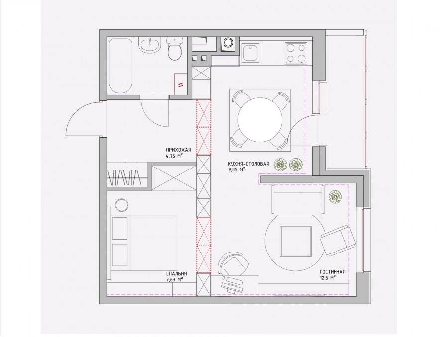 Планировка 50 кв м