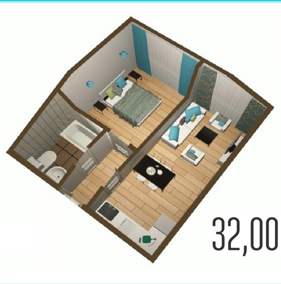 Квартира студия 32 кв м планировка