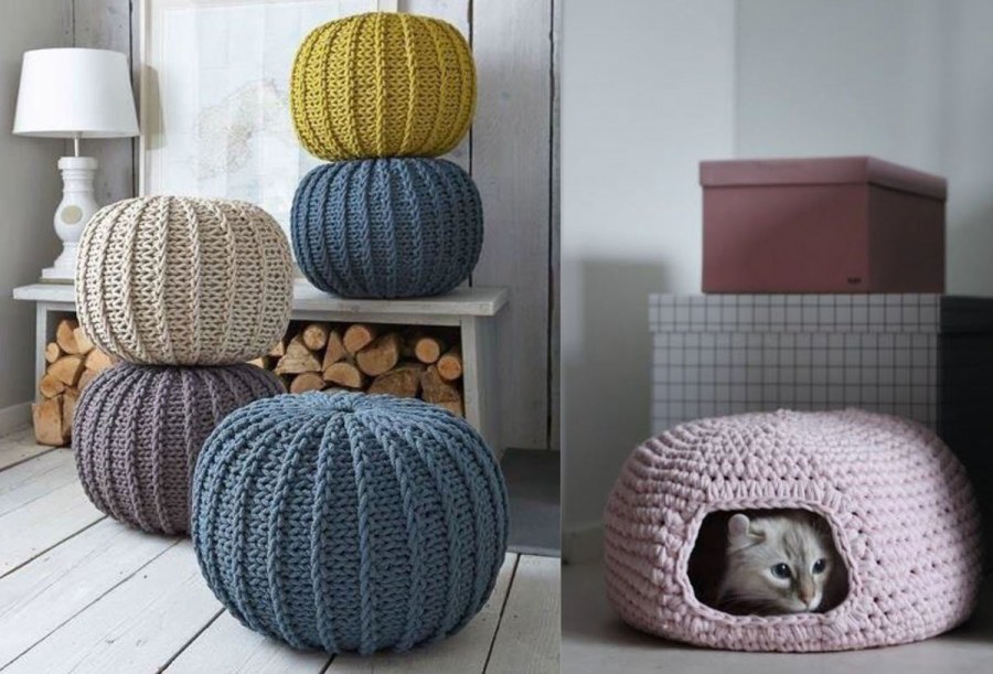 Интерьерные вещи из трикотажной пряжи