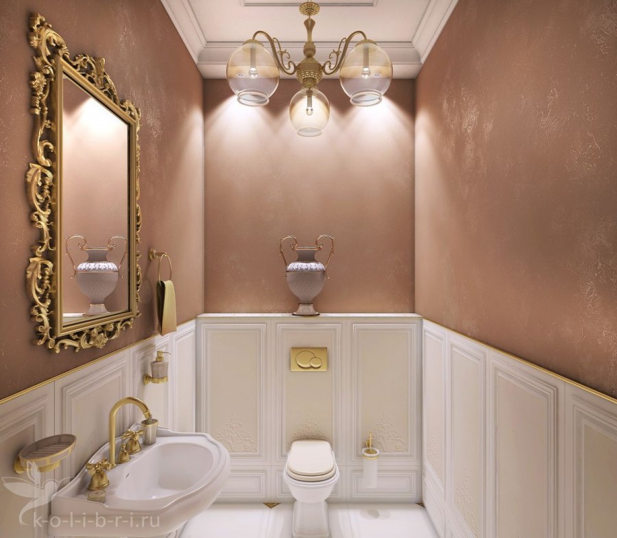 Небольшой гостевой санузел в классическом стиле