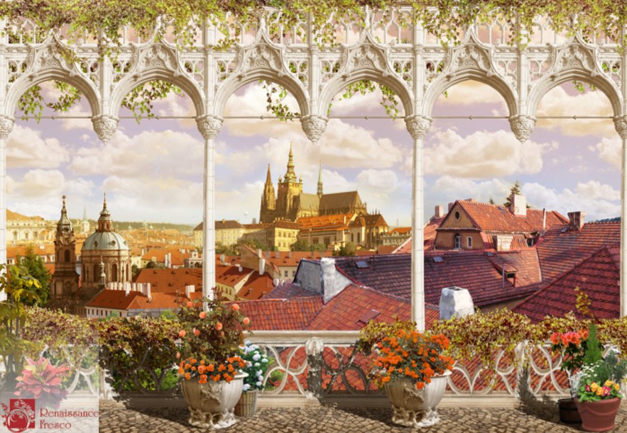 Renaissance fresco - пейзаж