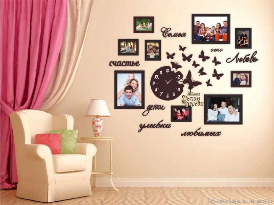 Часы из фоторамок на стену