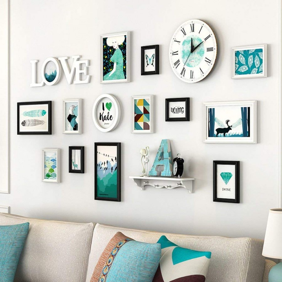 Декор стены фоторамками