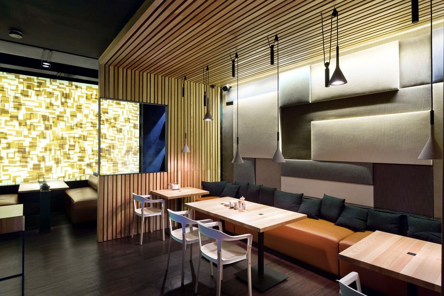 Интерьер кафе с зонами